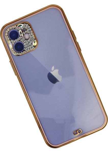 Newface iPhone 12 Kılıf Liva Taşlı Silikon - Pembe