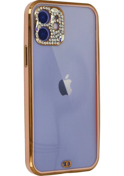 Newface iPhone 12 Kılıf Liva Taşlı Silikon - Pembe