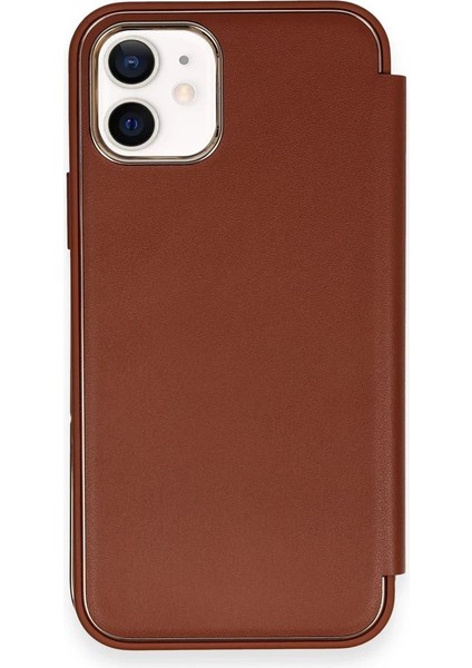 Newface iPhone 11 Kılıf Dolpin Kapaklı - Kahverengi
