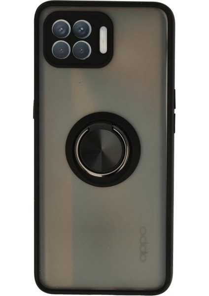 Newface Oppo Reno 4 Lite Kılıf Montreal Yüzüklü Silikon Kapak - Siyah