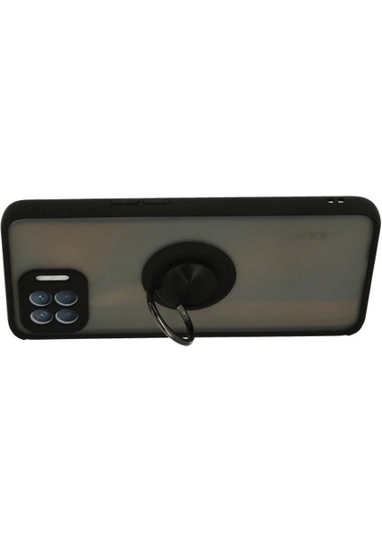 Newface Oppo Reno 4 Lite Kılıf Montreal Yüzüklü Silikon Kapak - Siyah modelleri