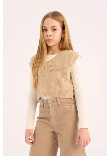 Kız Çocuk V Yaka Triko Süveter D9213A825SP fiyatları