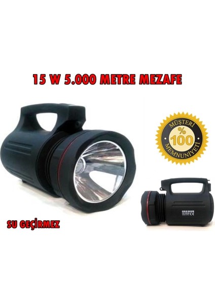 GS-8006 Parlak Ledli Taşınabilir Şarj Edilebilir El Feneri 15W