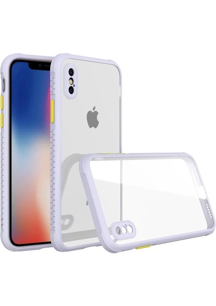 Newface iPhone Xs Max Kılıf Miami Şeffaf Silikon - Lila