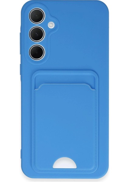 Newface Samsung Galaxy A35 5g Kılıf Kelvin Kartvizitli Silikon - Mavi
