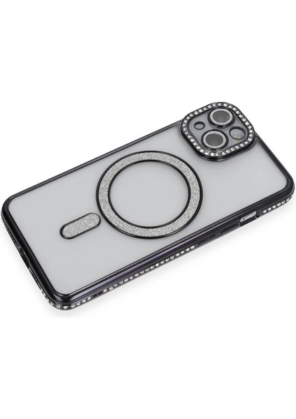 Newface iPhone 13 Kılıf Joke Simli Magneticsafe Kılıf - Siyah