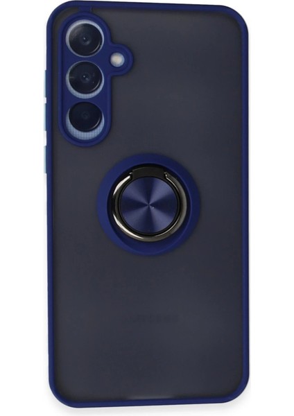 Newface Samsung Galaxy A25 5g Kılıf Montreal Yüzüklü Silikon Kapak - Lacivert