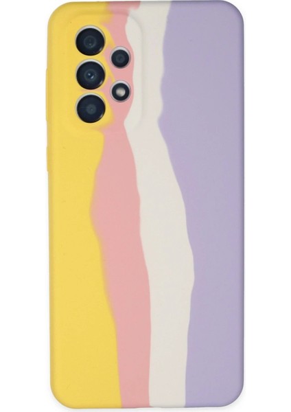 Newface Samsung Galaxy A53 5g Kılıf Ebruli Lansman Silikon - Sarı-Mavi