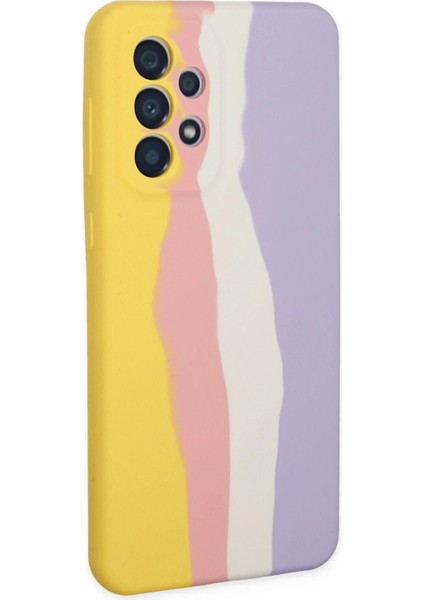 Newface Samsung Galaxy A53 5g Kılıf Ebruli Lansman Silikon - Sarı-Mavi modelleri