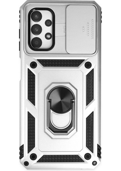 Newface Samsung Galaxy A33 5g Kılıf Pars Lens Yüzüklü Silikon - Gümüş