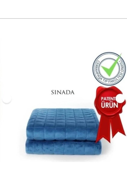 Ağırlıklı Battaniye Yorganı 12 kg Mavi 200X220 %100 Yün Dolgulu 4 Mevsim Kullanılabilir
