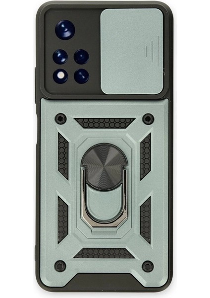 Newface Xiaomi Poco M4 Pro 5g Kılıf Pars Lens Yüzüklü Silikon - Yeşil