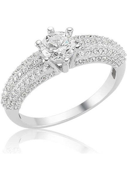 Gümüş Tek Taş Bayan Yüzük - 17