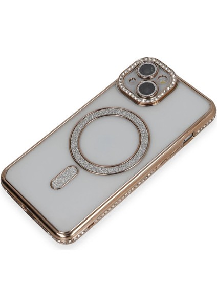 Newface iPhone 13 Kılıf Joke Simli Magneticsafe Kılıf - Gold