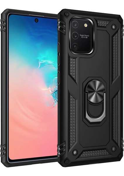 Newface Samsung Galaxy A91 / S10 Lite Kılıf Sofya Yüzüklü Silikon Kapak - Siyah