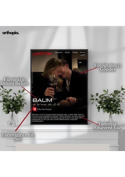 Elite Netflix Kişiye Özel Tasarım Aşk Sevgili Dekorasyon Hediyelik Yüksek Kaliteli Çerçeveli Tablo Poster 1 Adet