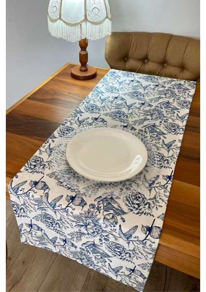 Elite %100 Pamuklu Runner | Mavi Kuş Desenli 40X150 1 Adet