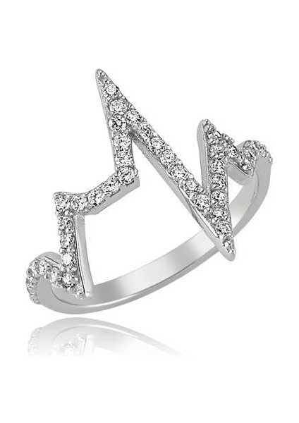 Gümüş Kalp Ritmi Bayan Yüzük - 16