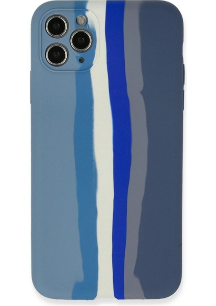Newface iPhone 11 Pro Kılıf Ebruli Lansman Silikon - Mavi-Gri