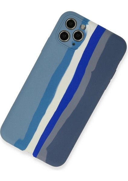 Newface iPhone 11 Pro Kılıf Ebruli Lansman Silikon - Mavi-Gri
