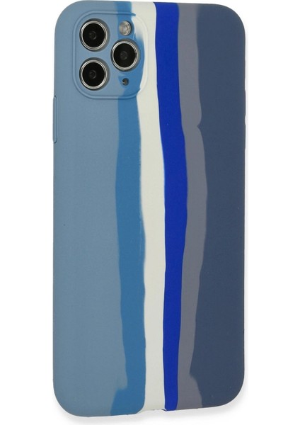 Newface iPhone 11 Pro Kılıf Ebruli Lansman Silikon - Mavi-Gri