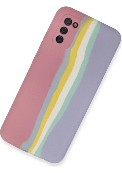 Newface Samsung Galaxy A03S Kılıf Ebruli Lansman Silikon - Pembe-Lila