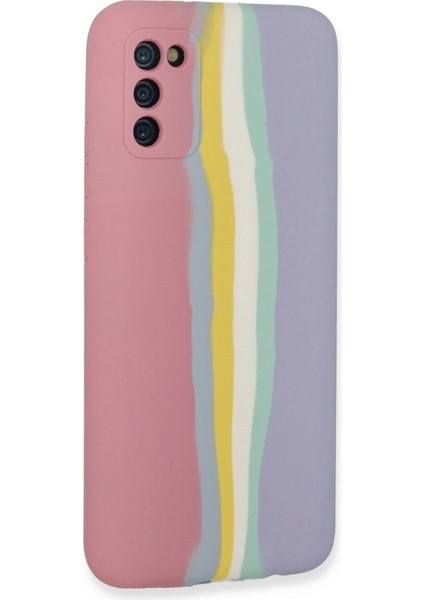 Newface Samsung Galaxy A03S Kılıf Ebruli Lansman Silikon - Pembe-Lila