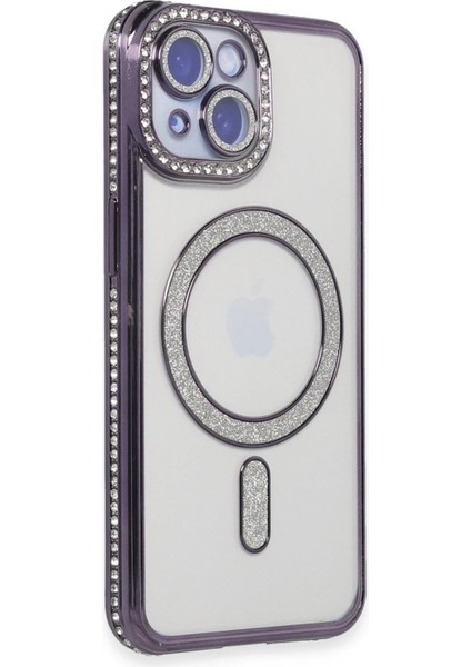 Newface iPhone 13 Kılıf Joke Simli Magneticsafe Kılıf - Derin Mor
