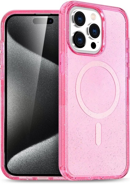 Newface iPhone 15 Pro Max Kılıf Glow Magsafe Kapak - Pembe