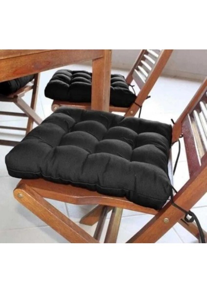 Elite Sandalye Minderi 40×40 Siyah Rengi Puf Modeli Minder 1 Adet