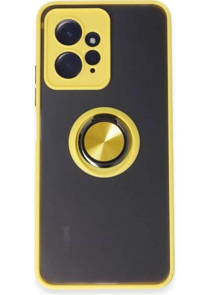 Newface Xiaomi Redmi Note 12 4g Kılıf Montreal Yüzüklü Silikon Kapak - Sarı