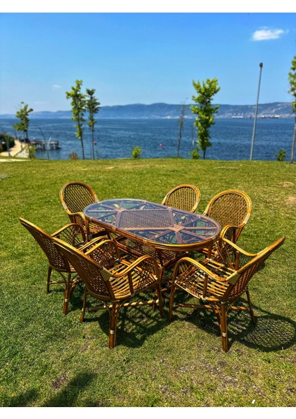 Romano 6 Kişilik Bambu Bahçe Takımı Oval -Doğal Bambu Renk, Konforlu ve Dayanıklı Tasarım