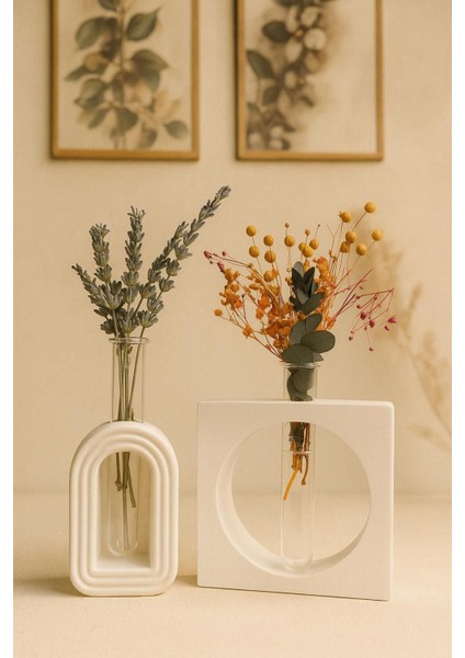 Elite Minimalist Dekoratif Tüplü Vazo Seti - Modern Vazo (Tüp ile Birlikte) 1 Adet