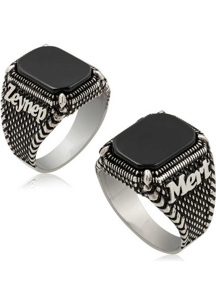 ​gümüş Oniks Taşlı Isim Yazılabilen Erkek Yüzük - 27