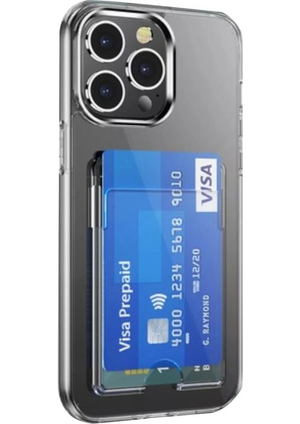 Newface iPhone 15 Pro Max Kılıf Kart Şeffaf Silikon - Şeffaf