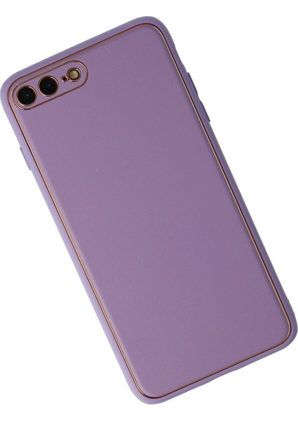 Newface iPhone 7 Plus Kılıf Coco Deri Silikon Kapak - Lila