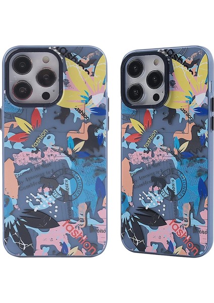 Newface iPhone 13 Pro Kılıf Prada Desenli Kapak - Prada Pembe - 1