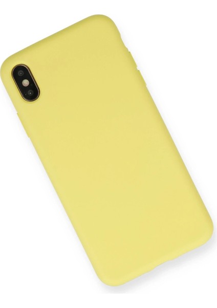 Newface iPhone Xs Max Kılıf Nano Içi Kadife Silikon - Mat Sarı