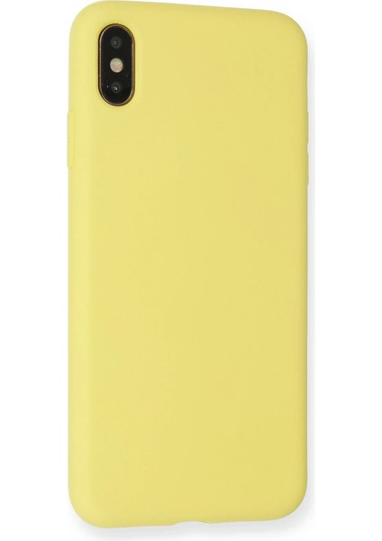 Newface iPhone Xs Max Kılıf Nano Içi Kadife Silikon - Mat Sarı