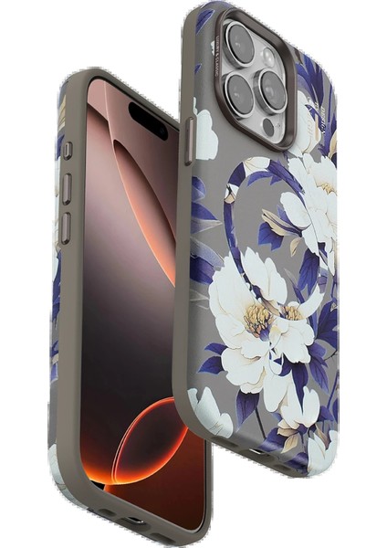 Onegif iPhone 15 Pro Max Flower Series Magsafe Kapak - Gri