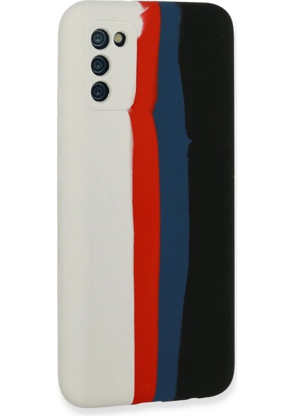 Newface Samsung Galaxy A03S Kılıf Ebruli Lansman Silikon - Beyaz-Siyah