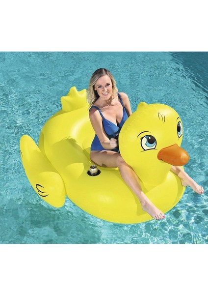 Elite Ördek Binici - Şişme Ördek - Tutmalı Deniz Binici Ördek -Deniz Yatağı Duck Bardaklı Ördek 186X127 cm 1 Adet