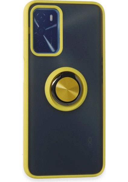 Newface Oppo A16 Kılıf Montreal Yüzüklü Silikon Kapak - Sarı