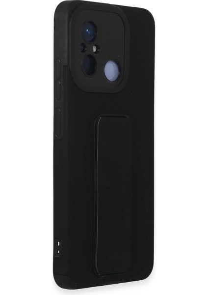 Newface Xiaomi Redmi 12C Kılıf Mega Standlı Silikon - Siyah