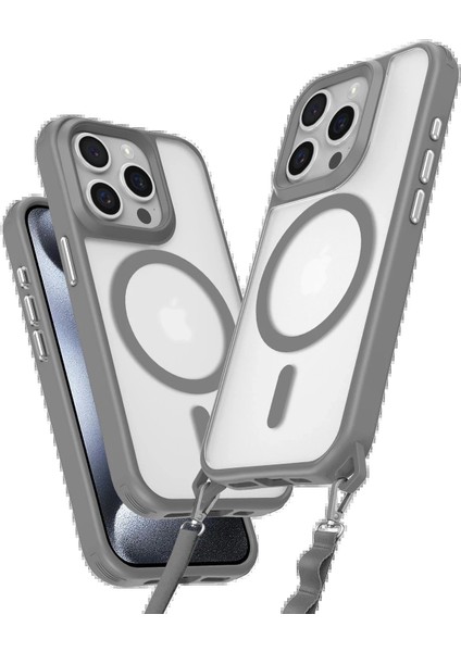 Newface iPhone 14 Pro Max Kılıf Enka Magsafe Silikon Kılıf - Titan Gri
