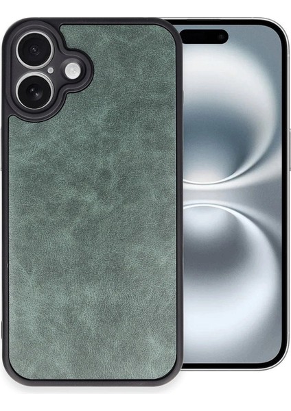 Newface iPhone 16 Plus Kılıf Aras Deri Kapak - Koyu Yeşil