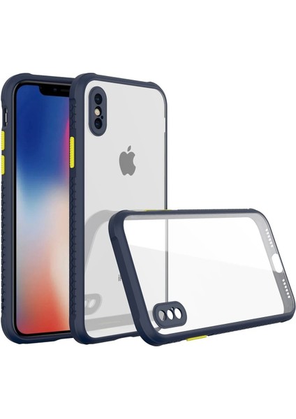Newface iPhone Xs Max Kılıf Miami Şeffaf Silikon - Lacivert