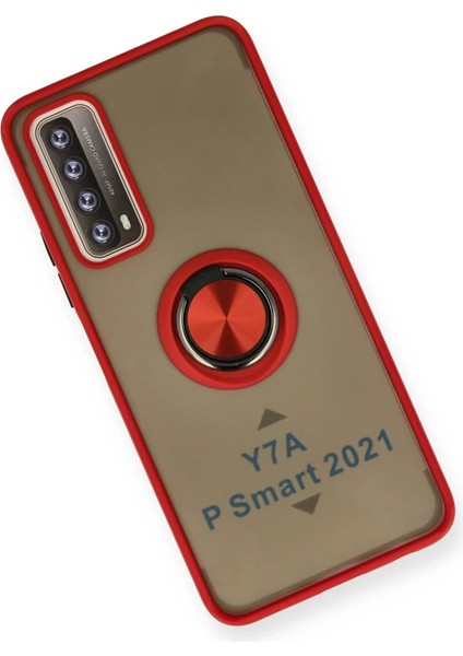 Newface Huawei P Smart 2021 Kılıf Montreal Yüzüklü Silikon Kapak - Kırmızı modelleri