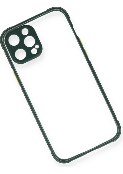 Newface iPhone 12 Pro Max Kılıf Miami Şeffaf Silikon - Koyu Yeşil