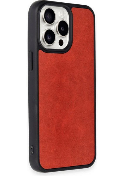 Newface iPhone 15 Pro Max Kılıf Aras Deri Kapak - Kırmızı